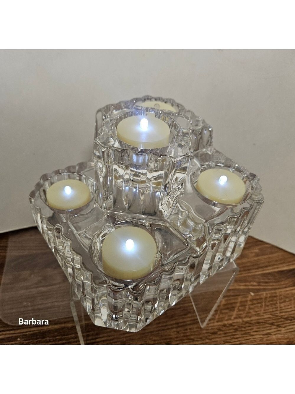 Vintage 90s Partylite 5-section Ribbed Lead Crystal Votive Holder